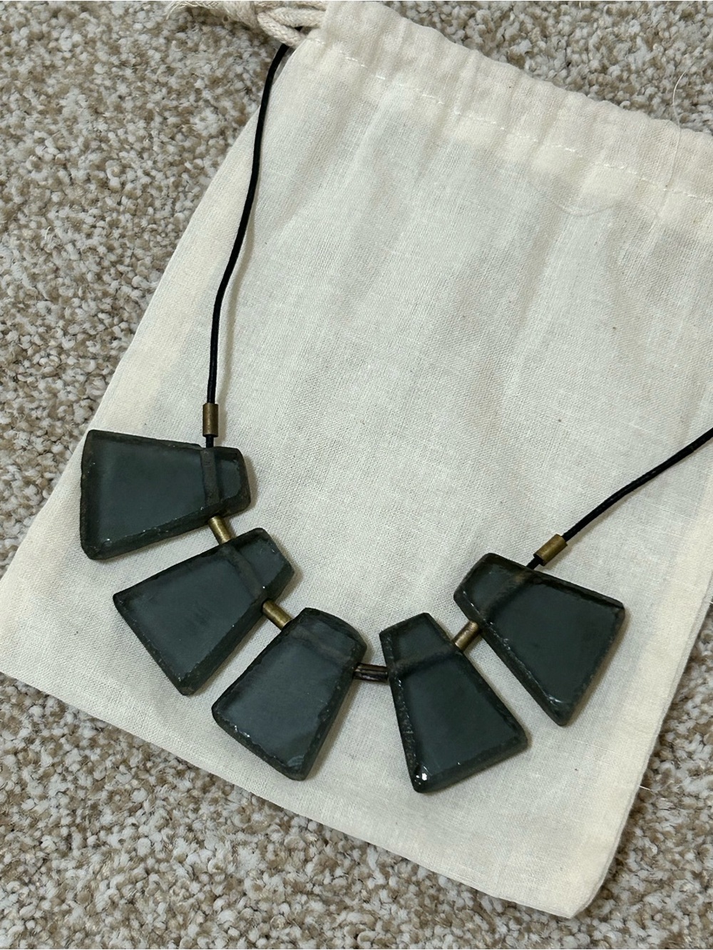 Minimalist handmade glass Black Statement Necklace for Women - Picture 2 of 7
